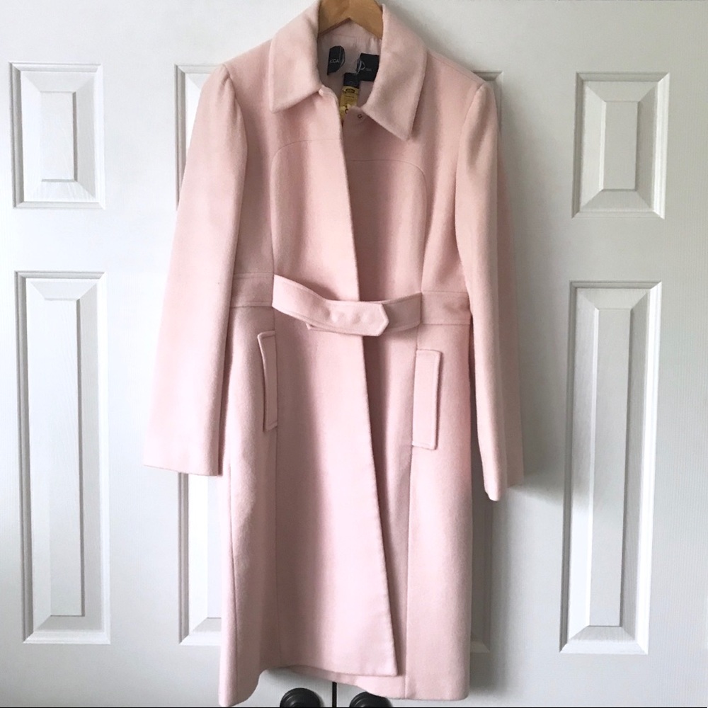 Pink wool dress coat